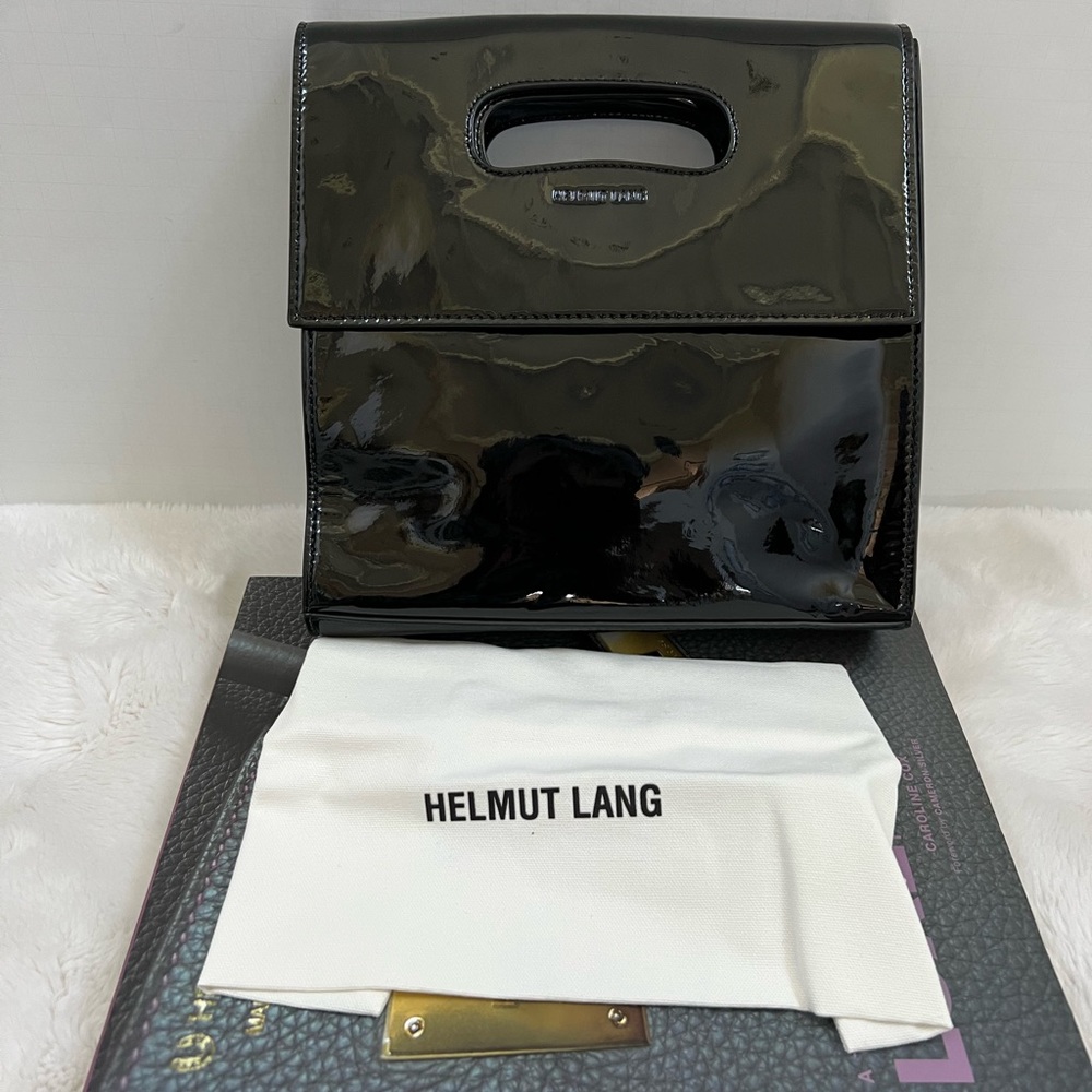 HELMUT LANG Mini Flap purse, Black Patent leather
